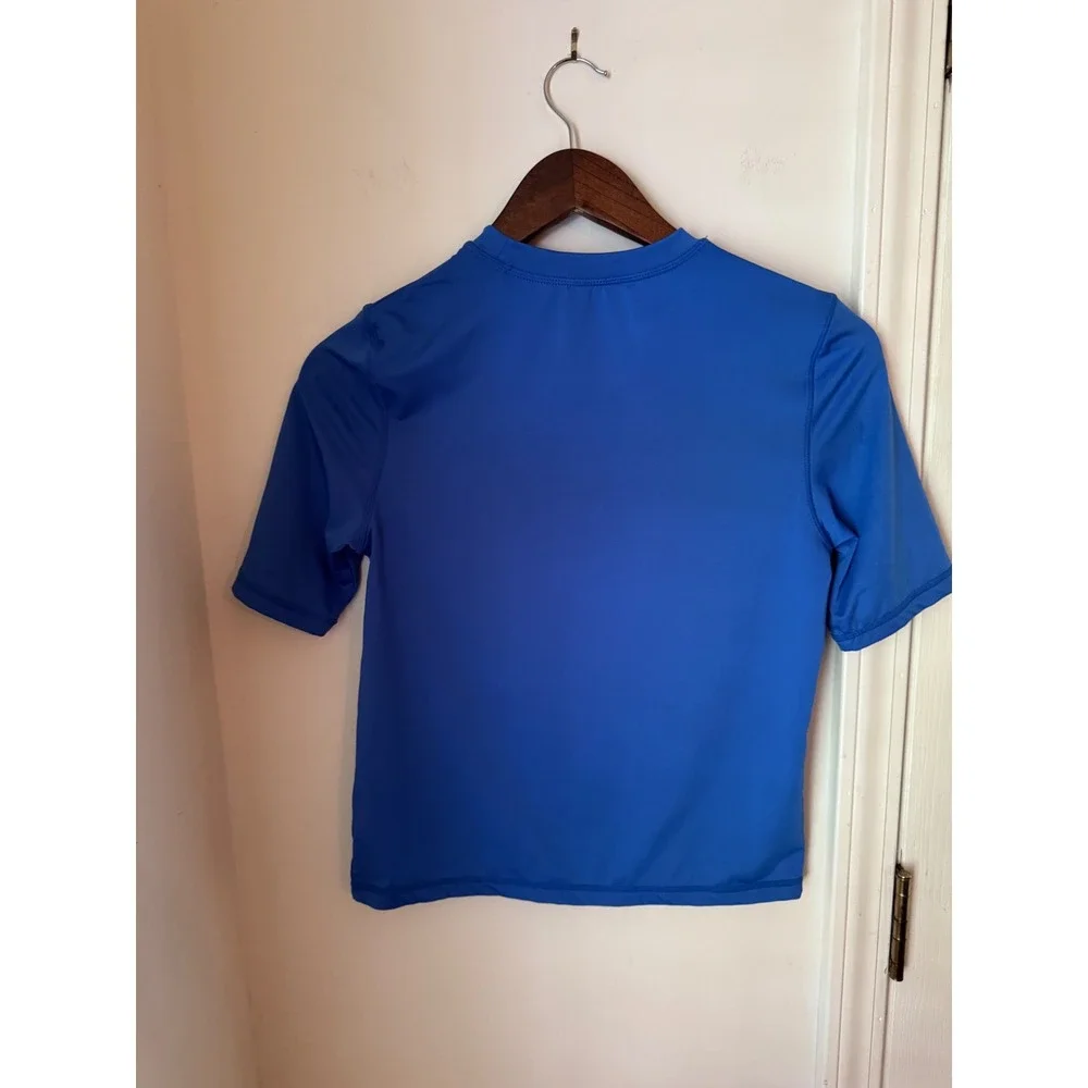 Wonder Nation Boys Blue Short Sleeve Rash Guard Swim Shirt Size L‎ 10-12